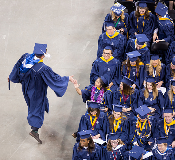 A scene from the undergraduate commencement ceremony on May 12 at the Spokane Arena. (GU photo)